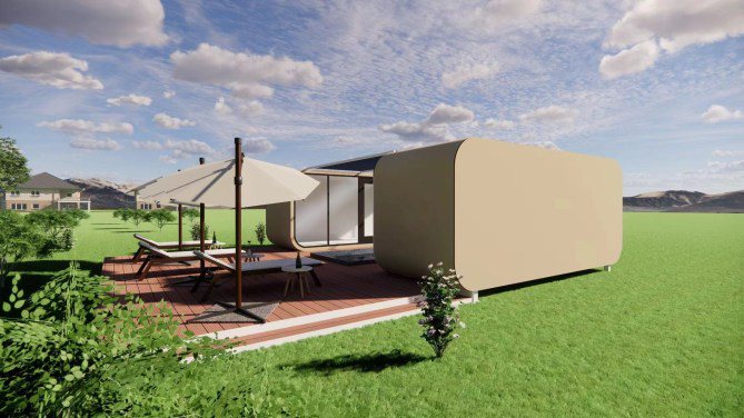 Single Home Pod delivered with outdoor deck